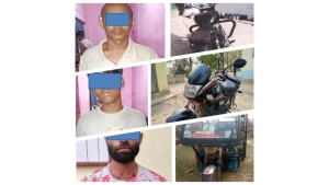 चोरी भएका दुई मोटरसाइकल र एउटा रिक्सासहित ३ जना पक्राउ