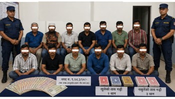 खजुराबाट १३ जना जुवाडे धनौली प्रहरीको नियन्त्रणमा