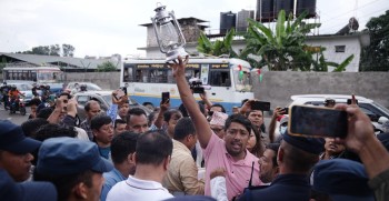 पत्रकार किशोर श्रेष्ठको रिहाइको माग गर्दै भद्रकालीमा प्रदर्शन
