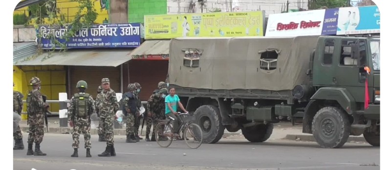स्थिति तनावग्रस्त बनेपछि नेपालगञ्जमा सेना परिचालन
